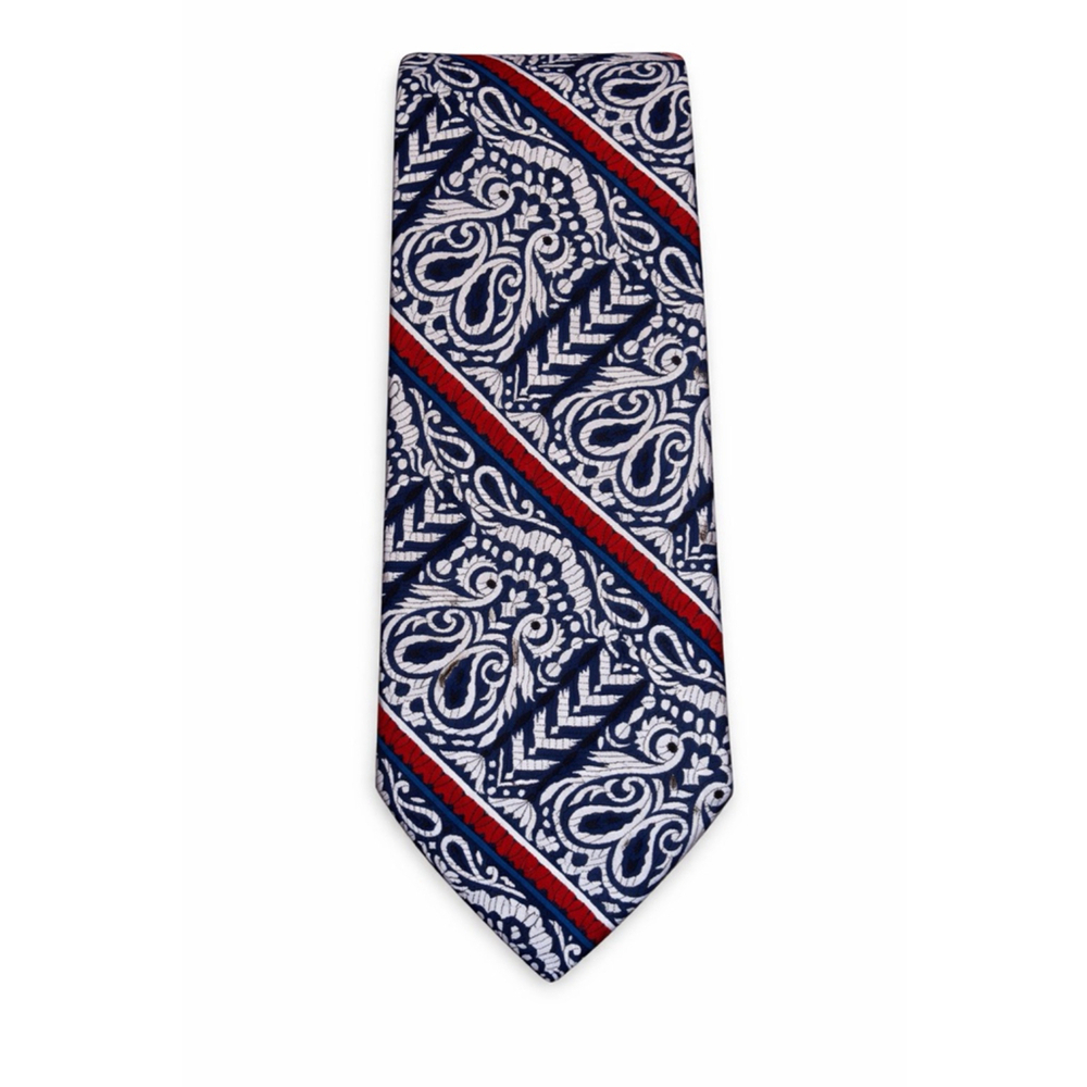 Vintage Count Corseti Silk Tie 🇮🇹 Navy Red Paisley EXTRA Wide 4” Power Tie